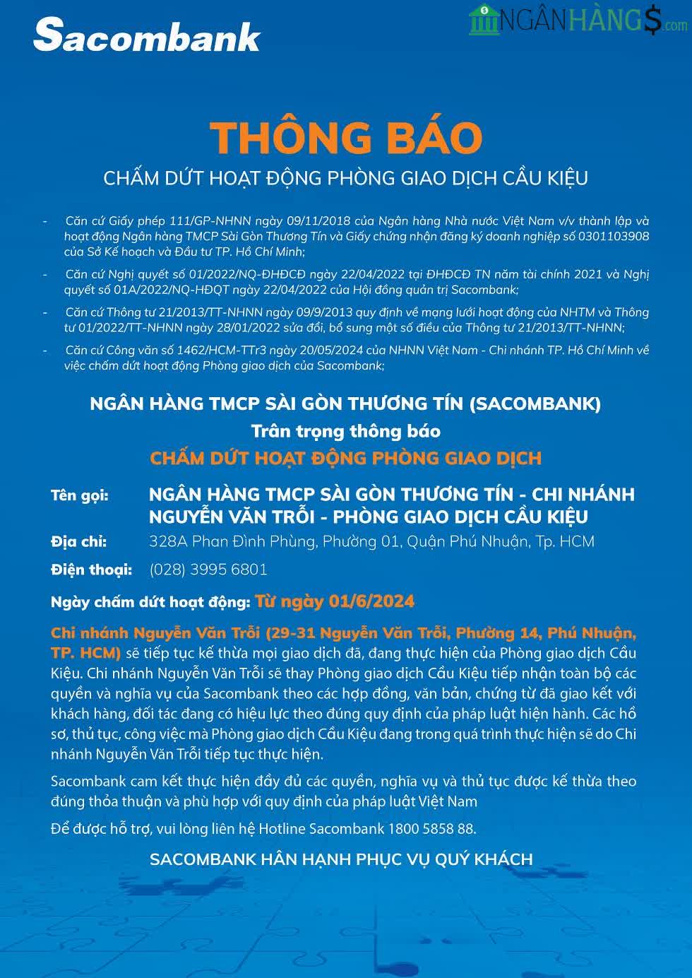 Ảnh Ngân hàng Sài Gòn Công Thương Sacombank Phòng giao dịch Cầu Kiệu 1